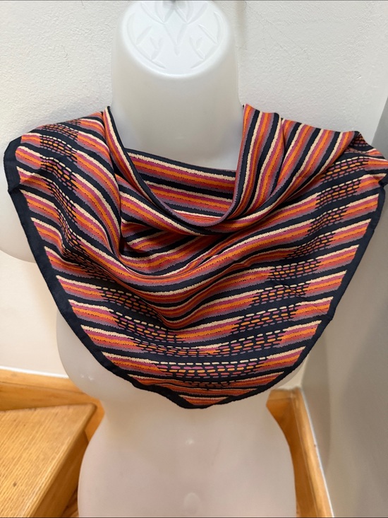 Marshall Fields Accessories - VTG Marshall Field’s Italian Geometric Scarf Black, orange, purple, pink, cream